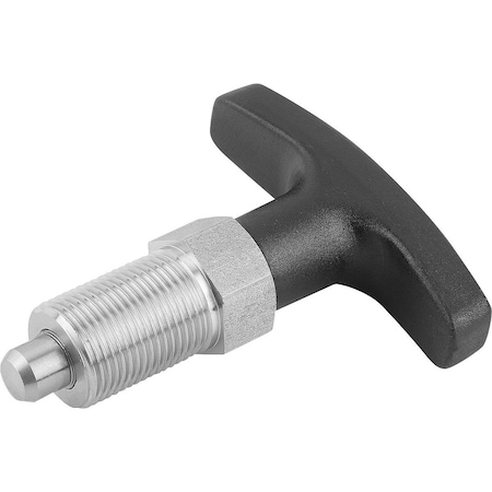 Kipp Indexing Plunger Size:3 D1=M16X1, 5, D=8, Form:A Wout Locknut, Stainless Hardened, Comp:Polyamide K1124.05308